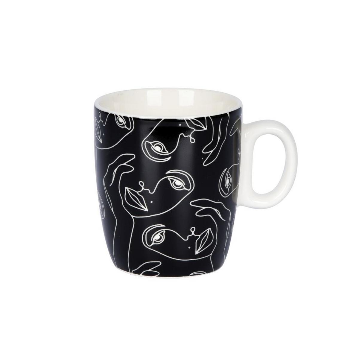 Kaffeebecher New Bone China 200 Ml Schwarz/weiß Faces - Schwarz/Weiß, MODERN, Keramik (7,5/8,5cm) - Luca Bessoni