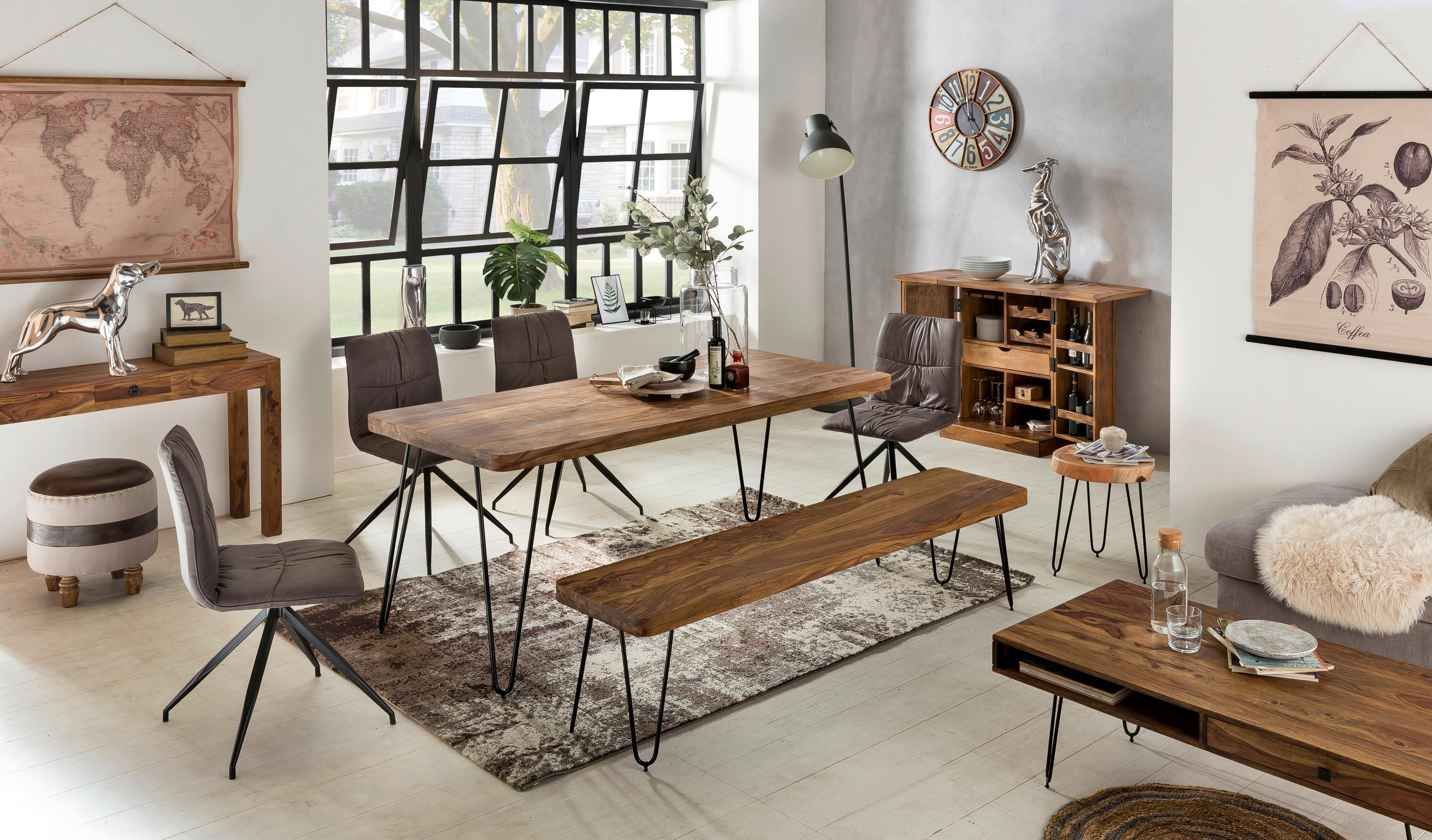 Esstisch Wl1.495 - Sheeshamfarben/Schwarz, Design, Holz/Metall (180/80/76cm) - MID.YOU