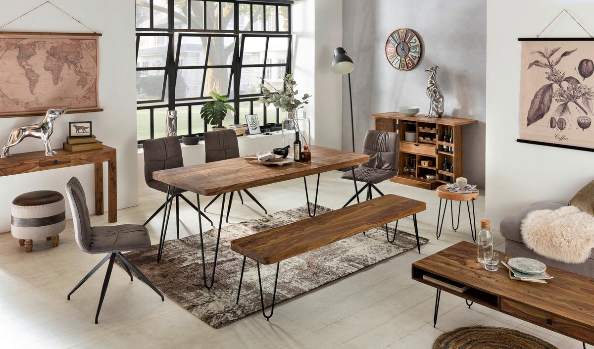 Esstisch Wl1.495 - Sheeshamfarben/Schwarz, Design, Holz/Metall (180/80/76cm) - MID.YOU
