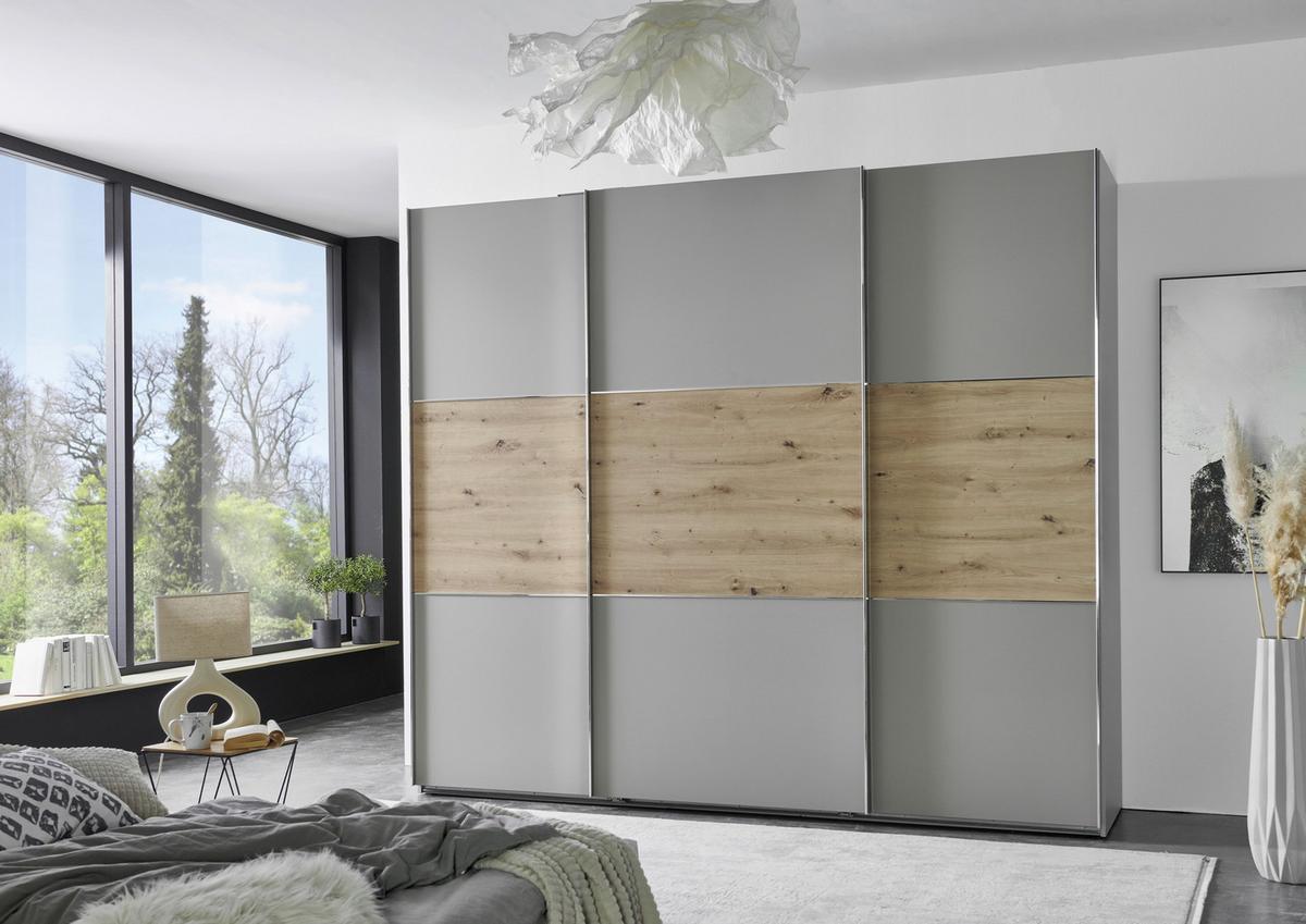 Schwebetürenschrank Indian A Sahara/eiche Artisan, B:250cm - Eiche Artisan/Sahara, KONVENTIONELL, Holzwerkstoff (250/216/65cm)