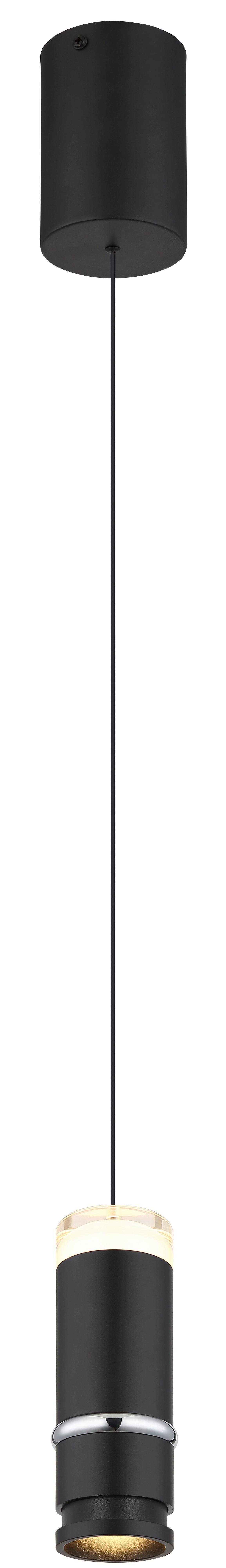 LED-Hängeleuchte Alvarado Schwarz D: 7,5 cm - Schwarz, Design, Kunststoff/Metall (7,5/180cm) - Globo