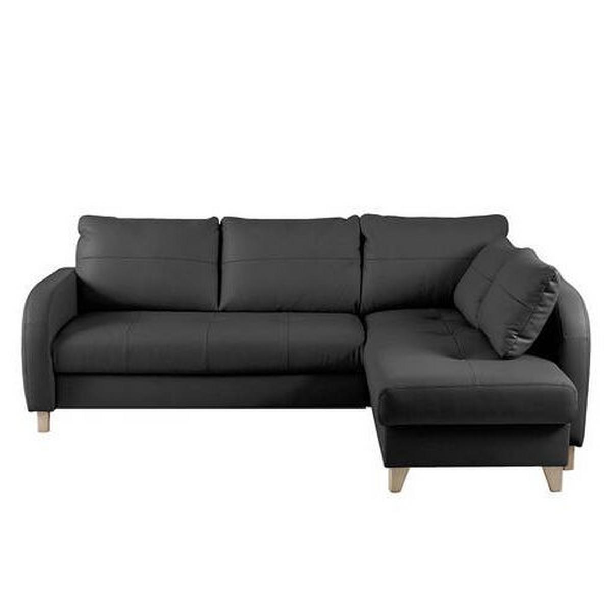 Ecksofa Compact Schwarz B: 227x168 Cm - Buchefarben/Schwarz, Design, Leder/Textil (227/168cm) - Livetastic