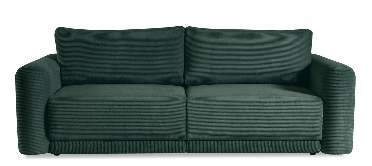 Schlafsofa Norman Grün B: 252cm - Schwarz/Grün, Design, Textil (252/93/167cm) - Livetastic