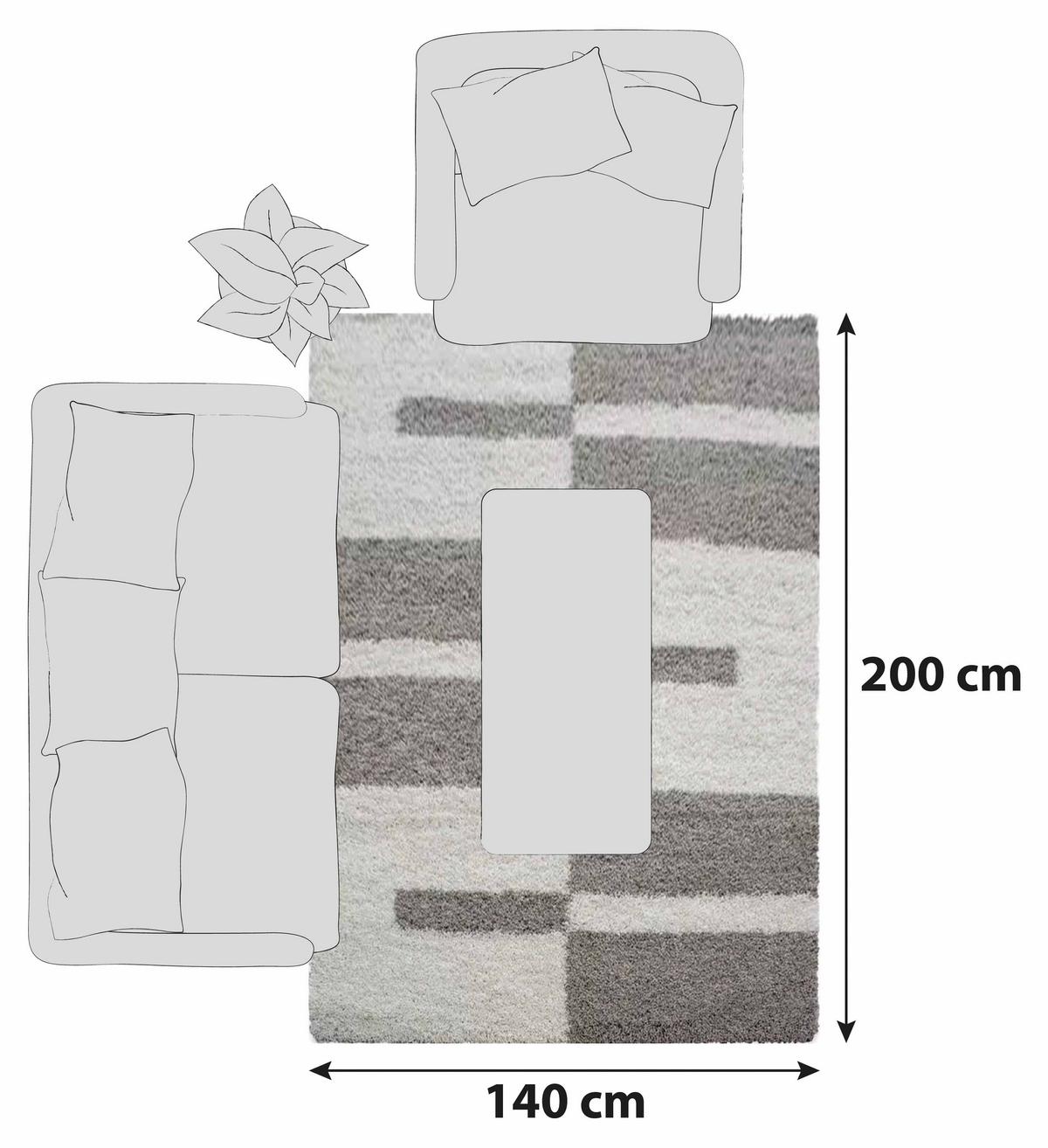 Hochflor Teppich Beige Gala 140x200 Cm - Beige, Design, Textil (140/200cm)