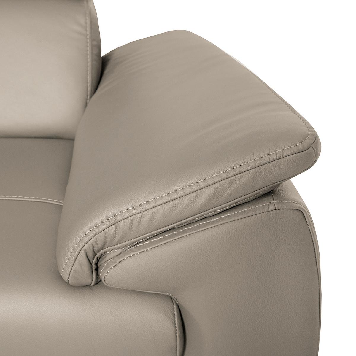 Ecksofa City Hellgrau S: 211x265 cm - Wengefarben/Hellgrau, Design, Leder (211/265cm) - Livetastic