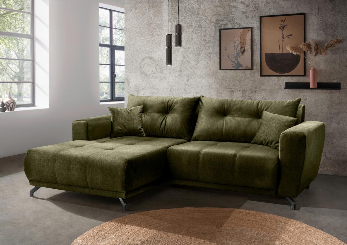 Ecksofa Restato, Grün S: 177x246 cm - Schwarz/Grün, MODERN, Textil (177/246cm) - MID.YOU