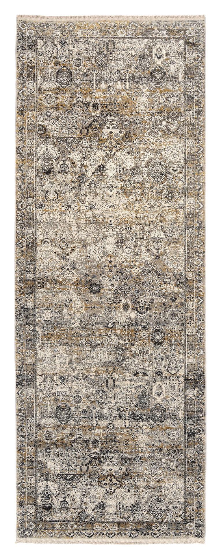 Teppich Läufer Grau/Goldfarben Toulon 80x300 cm