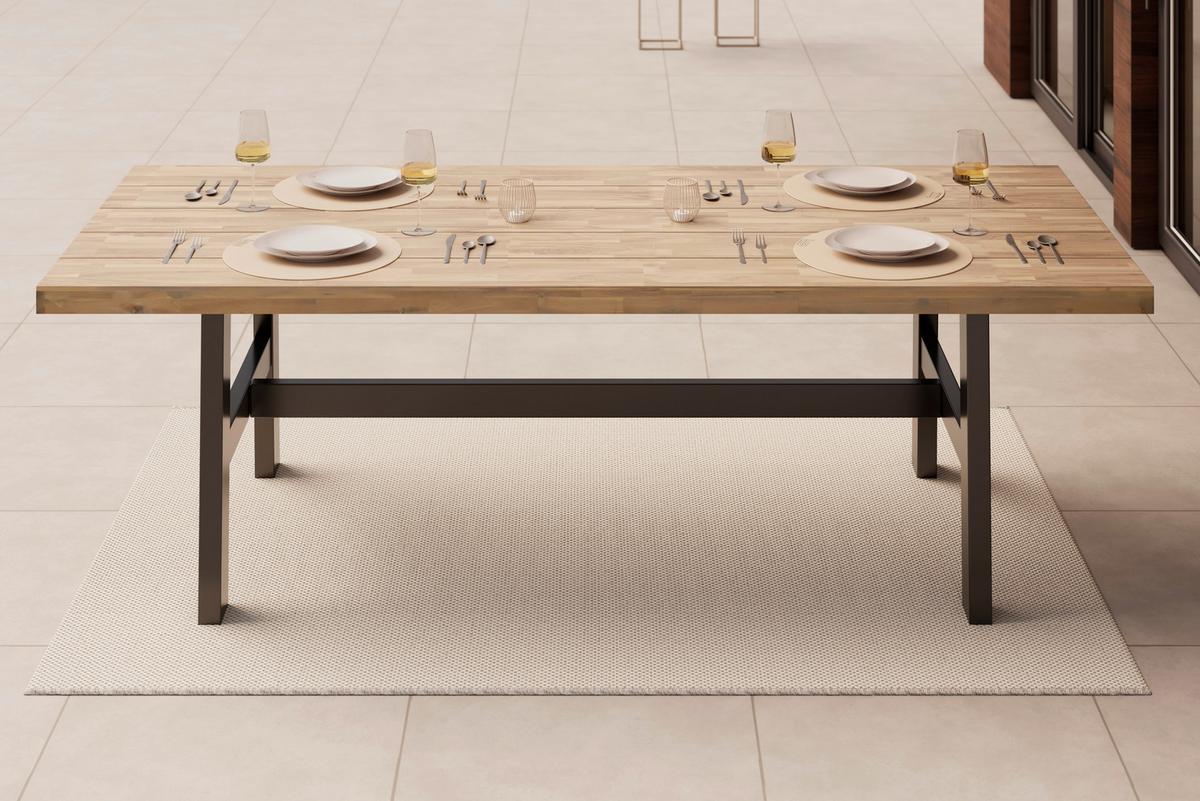 ZÁHRADNÝ STÔL SELMA - čierna/farba akácie, Modern, kov/drevo (240cm) - Mömax