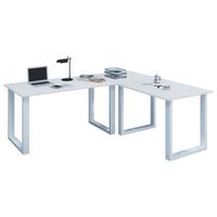 Sarokíróasztal Lona - fehér, Modern, faalapú anyag/fém (160/130/76cm) - MID.YOU