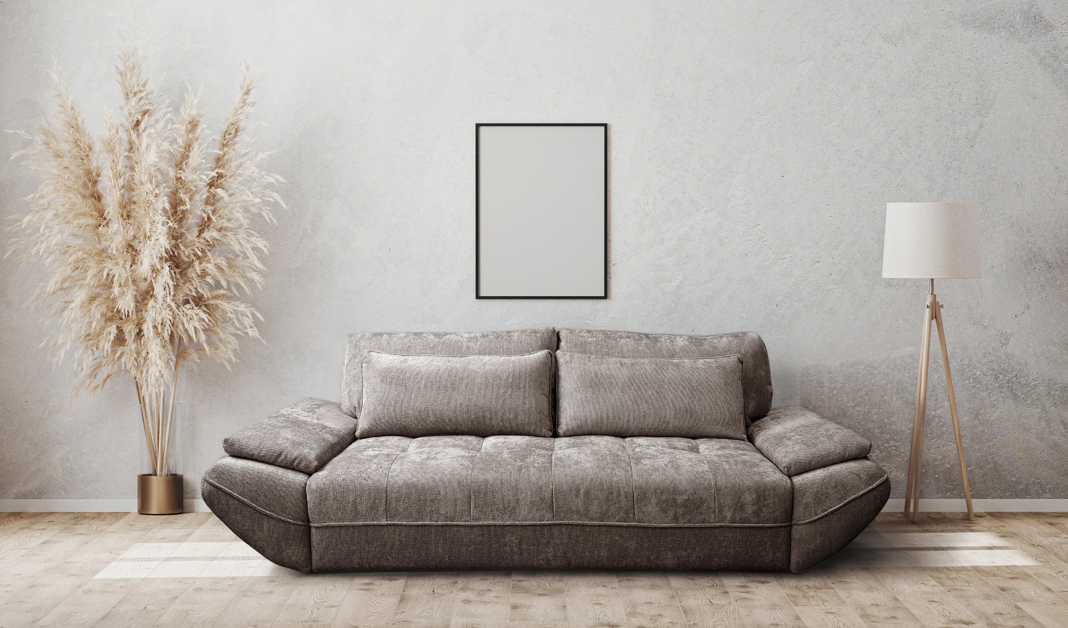 Schlafsofa Elma Taupe B: 280cm - Taupe/Schwarz, KONVENTIONELL, Holz/Holzwerkstoff (280/73-93/107cm) - MID.YOU