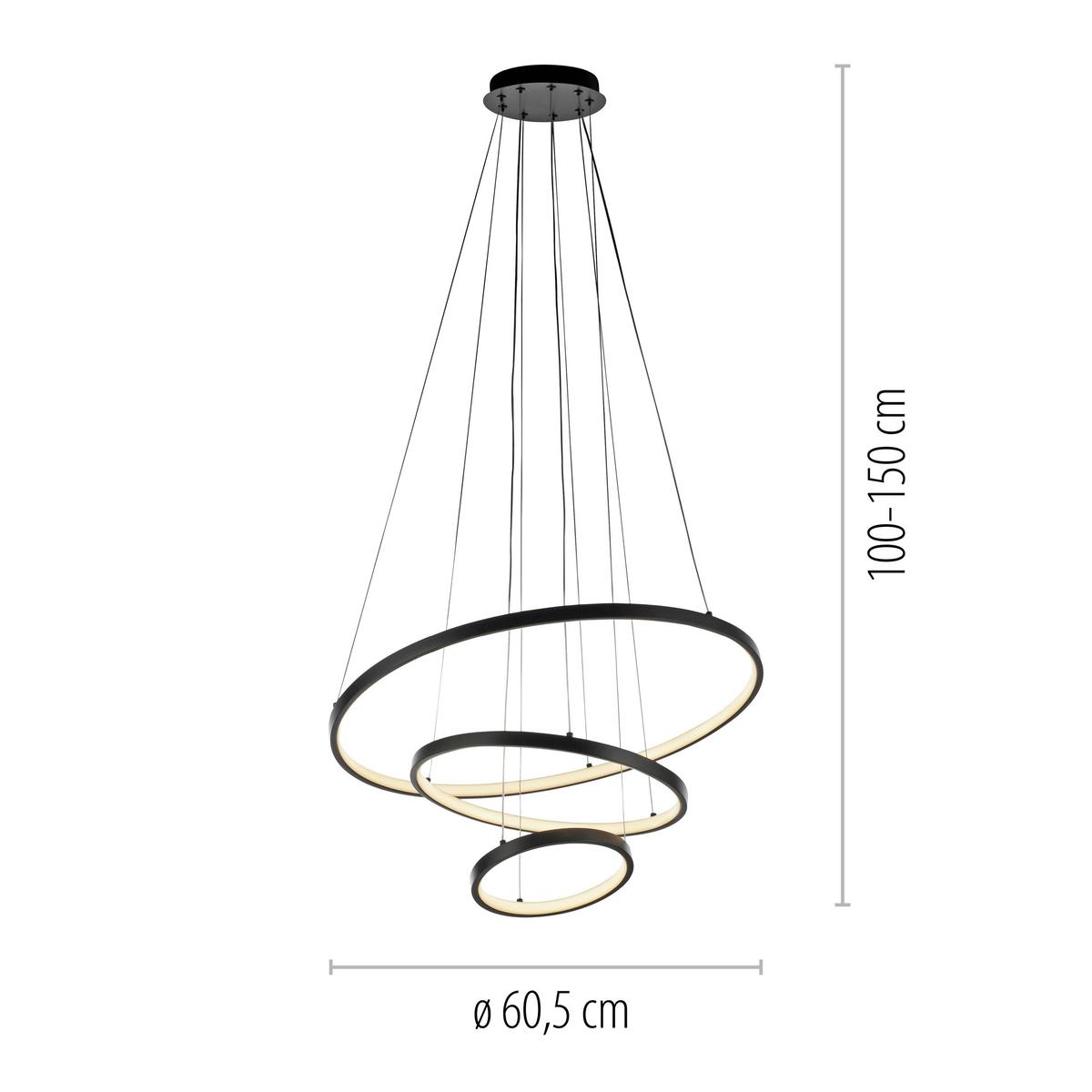 Led-pendelleuchte 15070-18 - Schwarz, Design, Kunststoff/Metall (60,5/60,5/150cm)