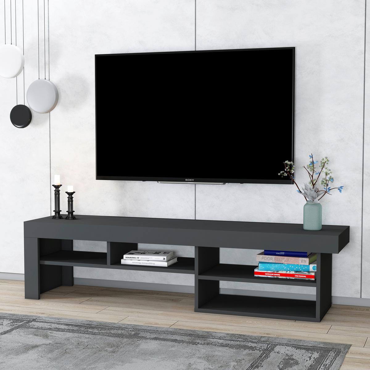 Tv-lowboard Hestia B: 160 Cm Anthrazit - Anthrazit, Design, Holzwerkstoff (160/40/38cm) - MID.YOU
