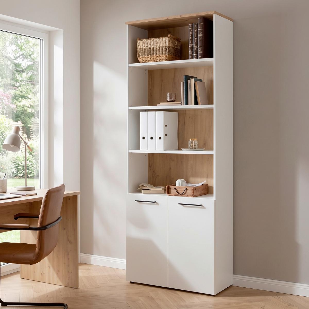 Regály na šanóny KONTOR K3 - čierna/sivá, Modern, kompozitné drevo (80/220/38cm)