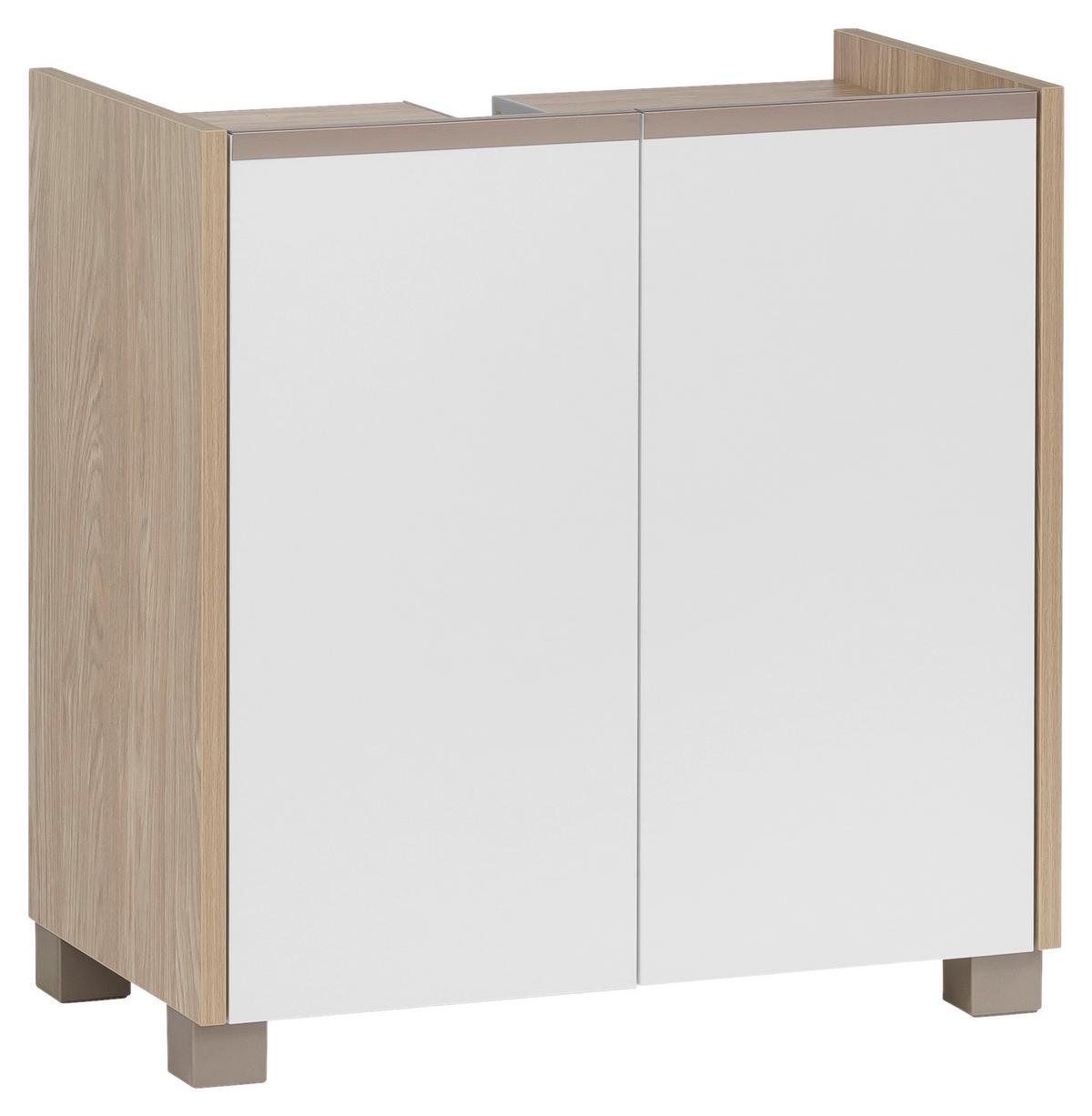 Waschbeckenunterschrank Juba Wbu 570 - Eichefarben/Weiß, MODERN, Holzwerkstoff (56,9/58,9/33cm) - MID.YOU