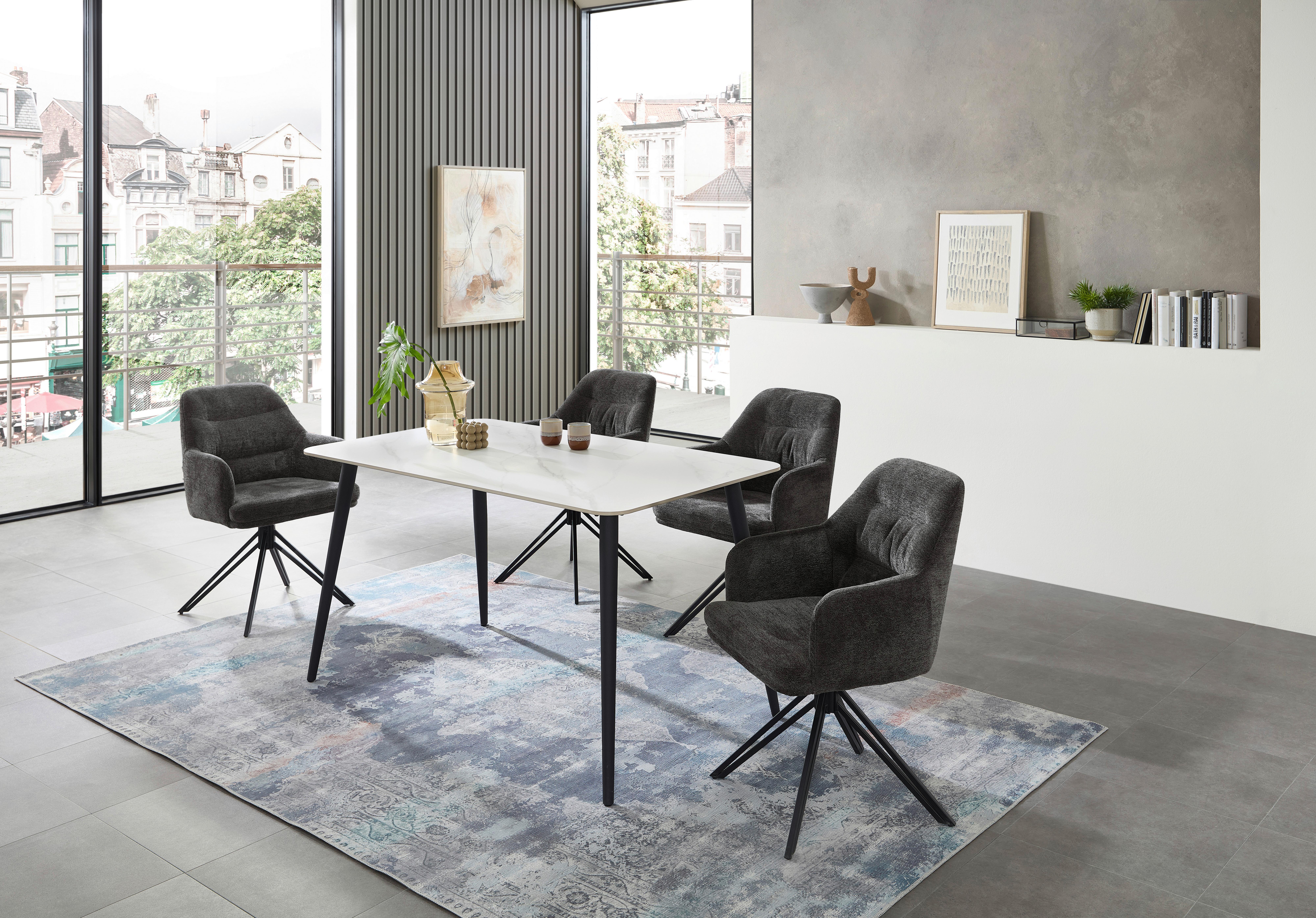 Esstisch Cody 140x76x80 cm Schwarz/Weiß - Schwarz/Weiß, MODERN, Keramik/Metall (140/76/80cm) - MID.YOU