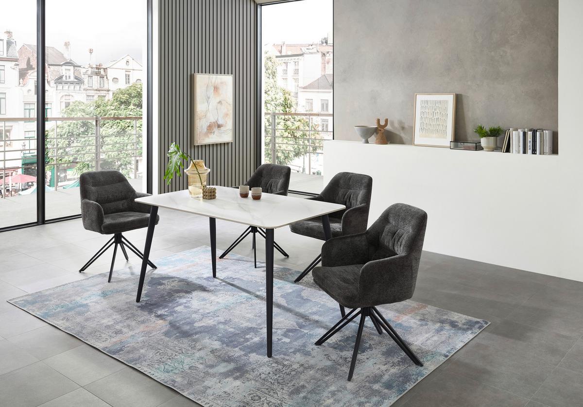 Esstisch Cody 140x76x80 Cm Schwarz/weiß - Schwarz/Weiß, MODERN, Keramik/Metall (140/76/80cm) - MID.YOU