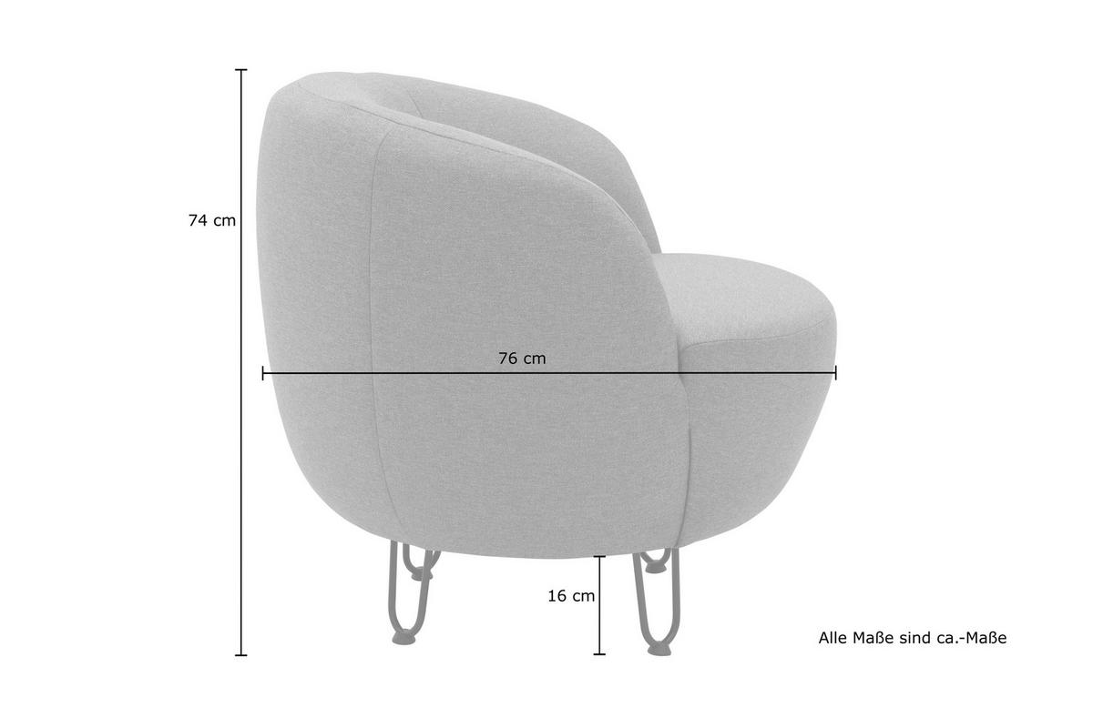 Sessel Grau B: 72 cm - Schwarz/Grau, Design, Textil (72/74/76cm) - MID.YOU