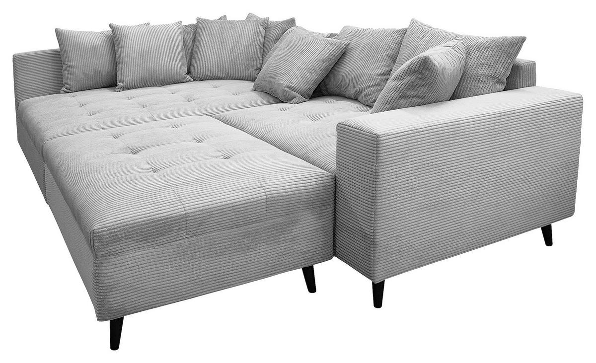 Ecksofa Pruno, Hellgrau S: 174x247 Cm - Hellgrau/Schwarz, Design, Textil (174/247cm) - MID.YOU