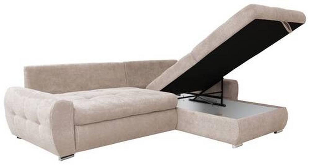 Ecksofa Mit Schlaffunktion Solar Beige 277x175 Cm - Chromfarben/Beige, Design, Textil (277/175cm) - Livetastic
