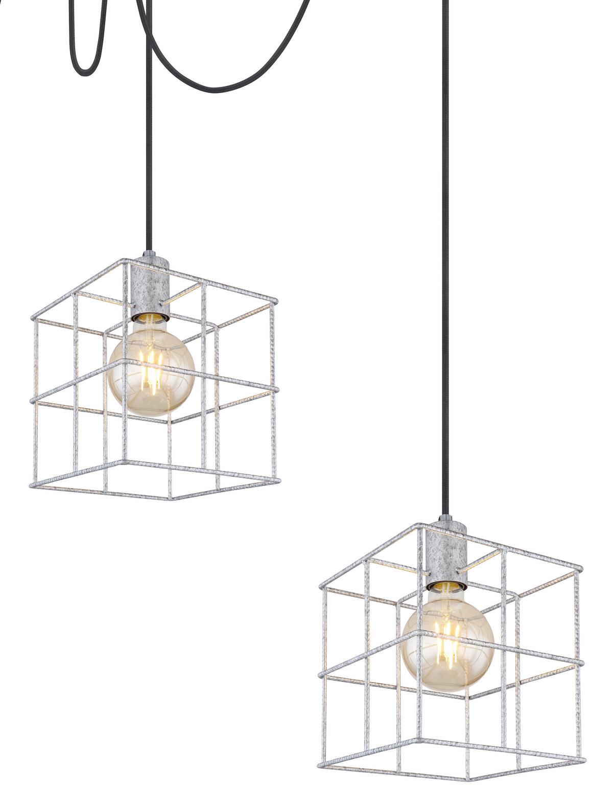 Hängeleuchte H: 300 cm 3-Flammig - Zinkfarben, Design, Metall (20/300cm) - Globo