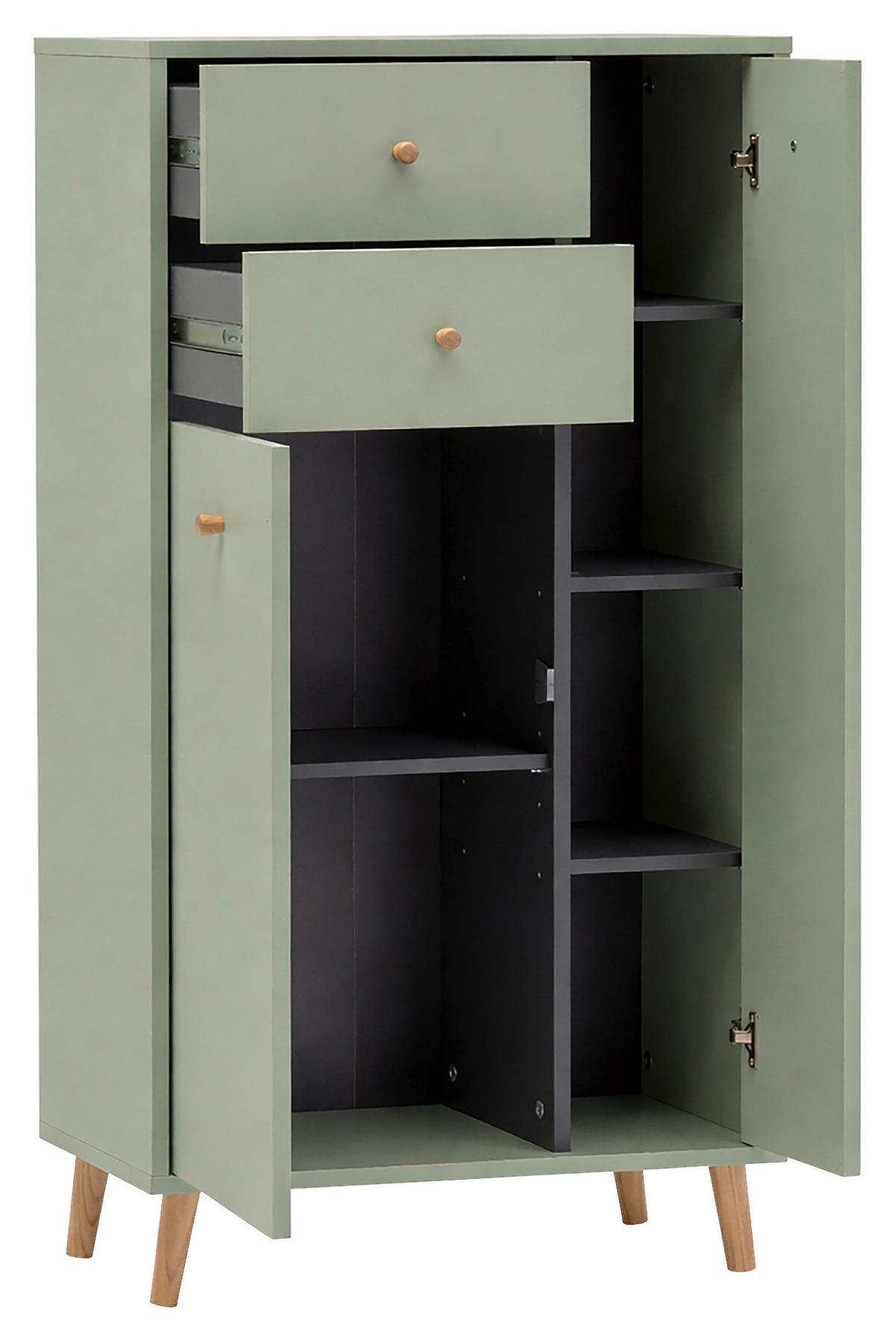 HIGHBOARD Bjarne Grün B: 60,2cm - Weiß/Grün, Design, Holzwerkstoff (60,2/103,4/33,05cm) - MID.YOU