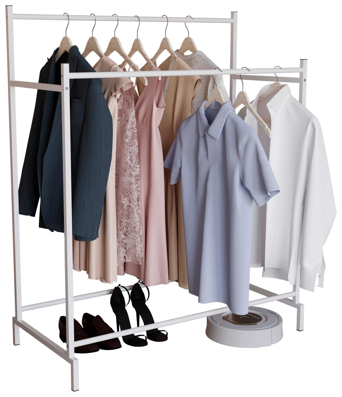 Kleiderständer Labol Weiß B: 103 Cm - Weiß, Design, Metall (103/136/52cm) - MID.YOU