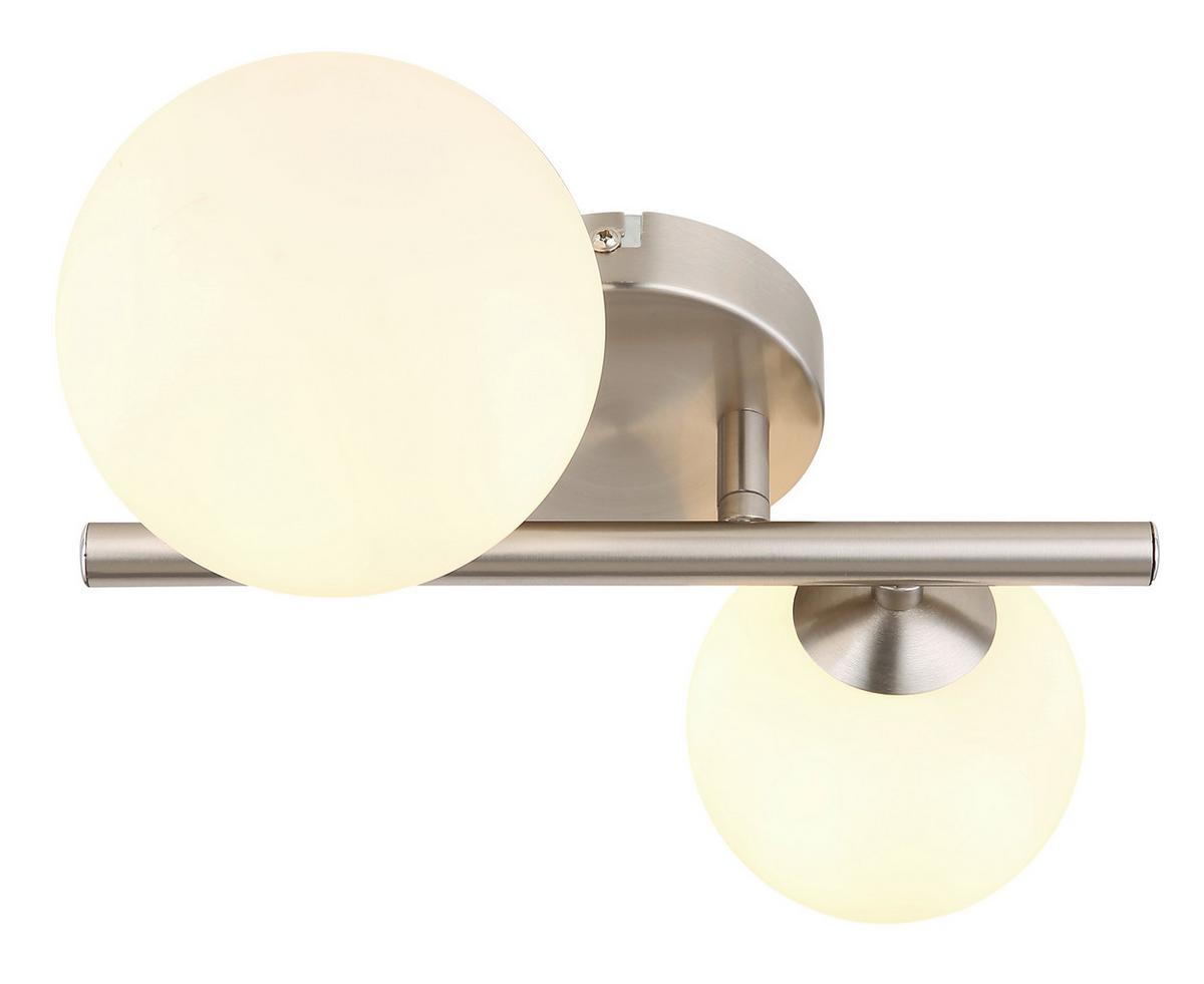 Led-wandleuchte 56140-2w - Opal/Nickelfarben, KONVENTIONELL, Glas/Metall (25/26/12,5cm) - Globo