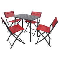 Gartenmöbel Set 5-Tlg. Sumila aus Metall/Kunststoff/Textil - Rot/Schwarz, MODERN, Kunststoff/Textil - Ambia Garden