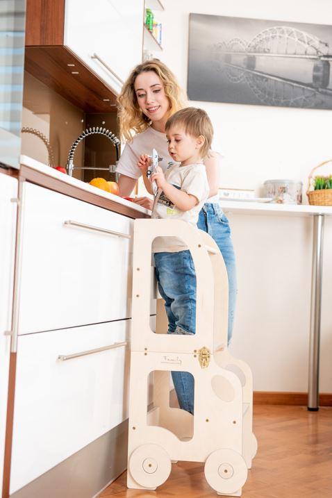 Kombihochstuhl Car Step Stool lackiert - Klar, Basics, Holz (38/90/40cm)