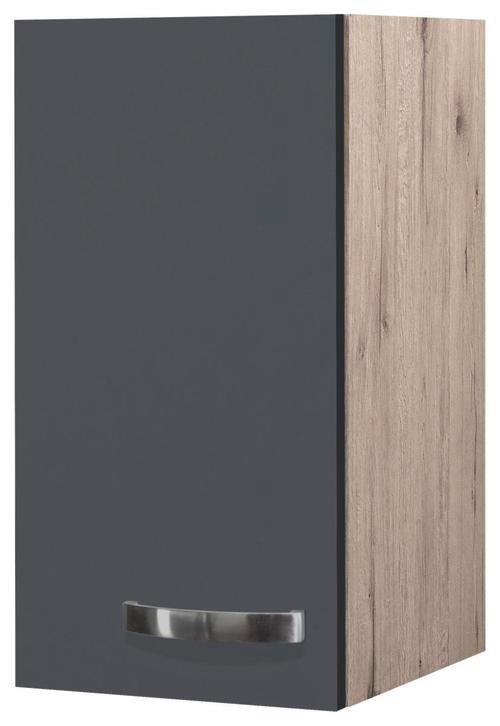 Küchenoberschrank Shadow 30 cm Grau/Eiche Dekor 1 Drehtür - Dunkelgrau/Eiche San Remo, MODERN, Holzwerkstoff (30/54/32cm)