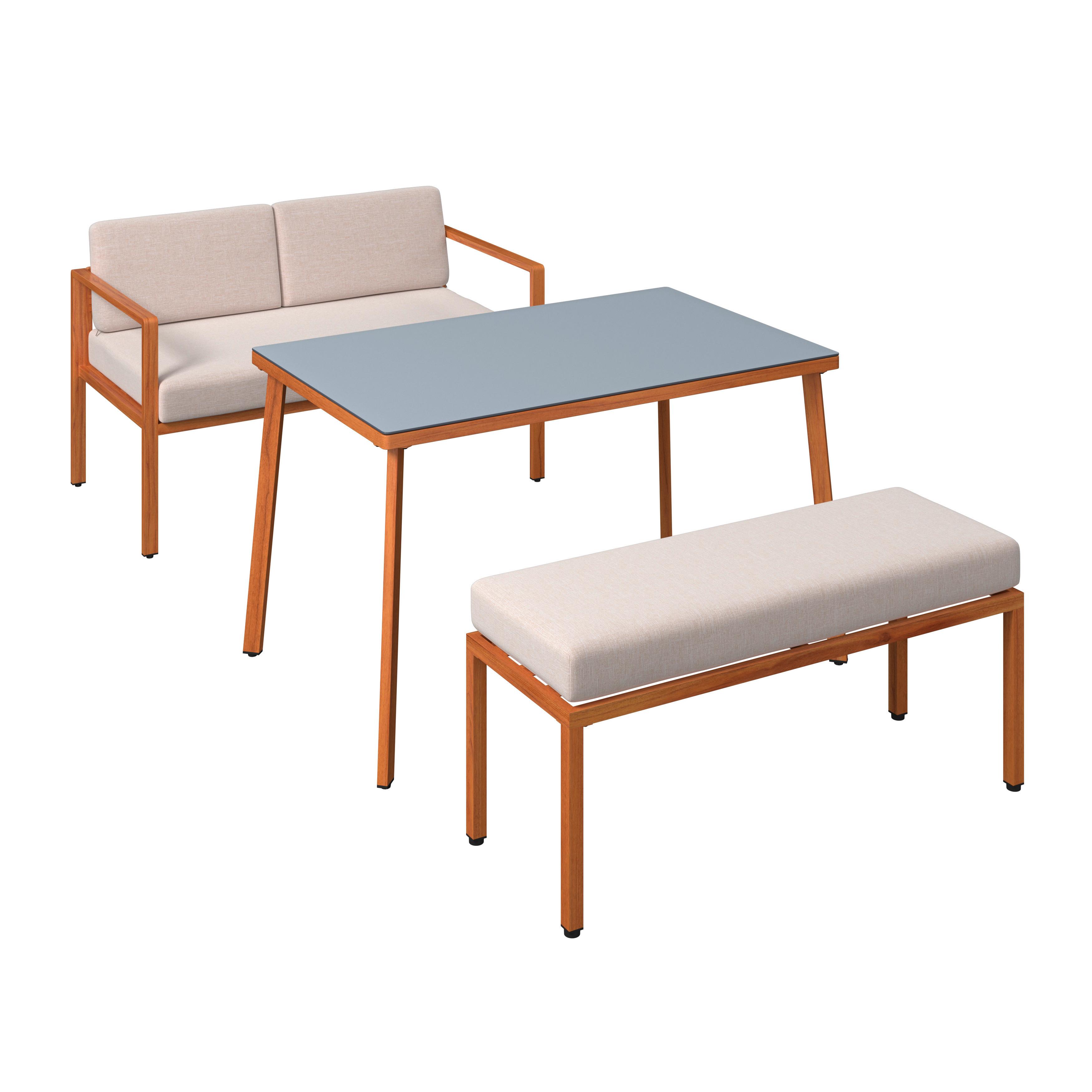 Loungegarnitur Göteborg - Dunkelgrau/Beige, MODERN, Glas/Textil - Beldano