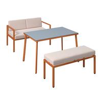 Loungegarnitur Göteborg - Dunkelgrau/Beige, MODERN, Glas/Textil - Beldano