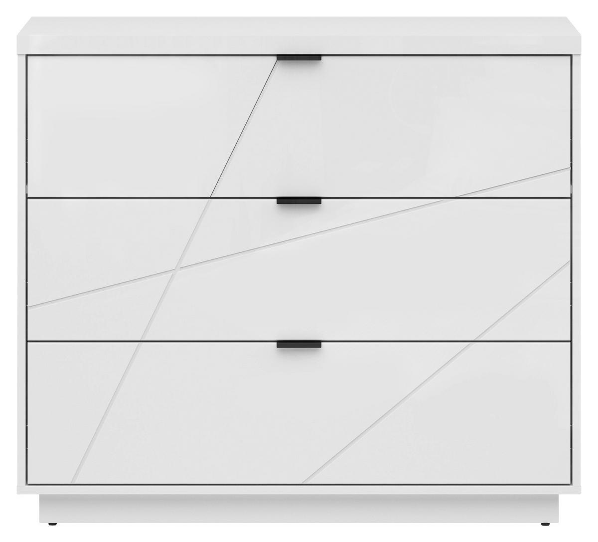 Kommode 106 Cm Forn, Weiß - Weiß Hochglanz/Schwarz, MODERN, Holzwerkstoff (106/93/42,5cm) - MID.YOU