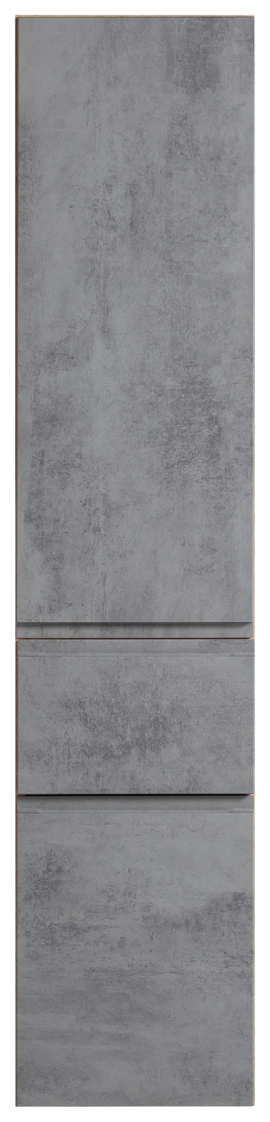 Hochschrank in Beton und Wotan Eiche