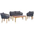 Loungegarnitur Trendy Aus Holz/Metall mit Kissen - Dunkelgrau/Anthrazit, MODERN, Holz/Metall (160/75/70cm) - Beldano