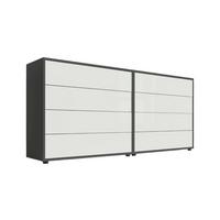 Sideboard Mailand 1 B: 158 cm Weiß - Weiß Hochglanz/Anthrazit, MODERN, Holzwerkstoff (158/73/33cm) - MID.YOU