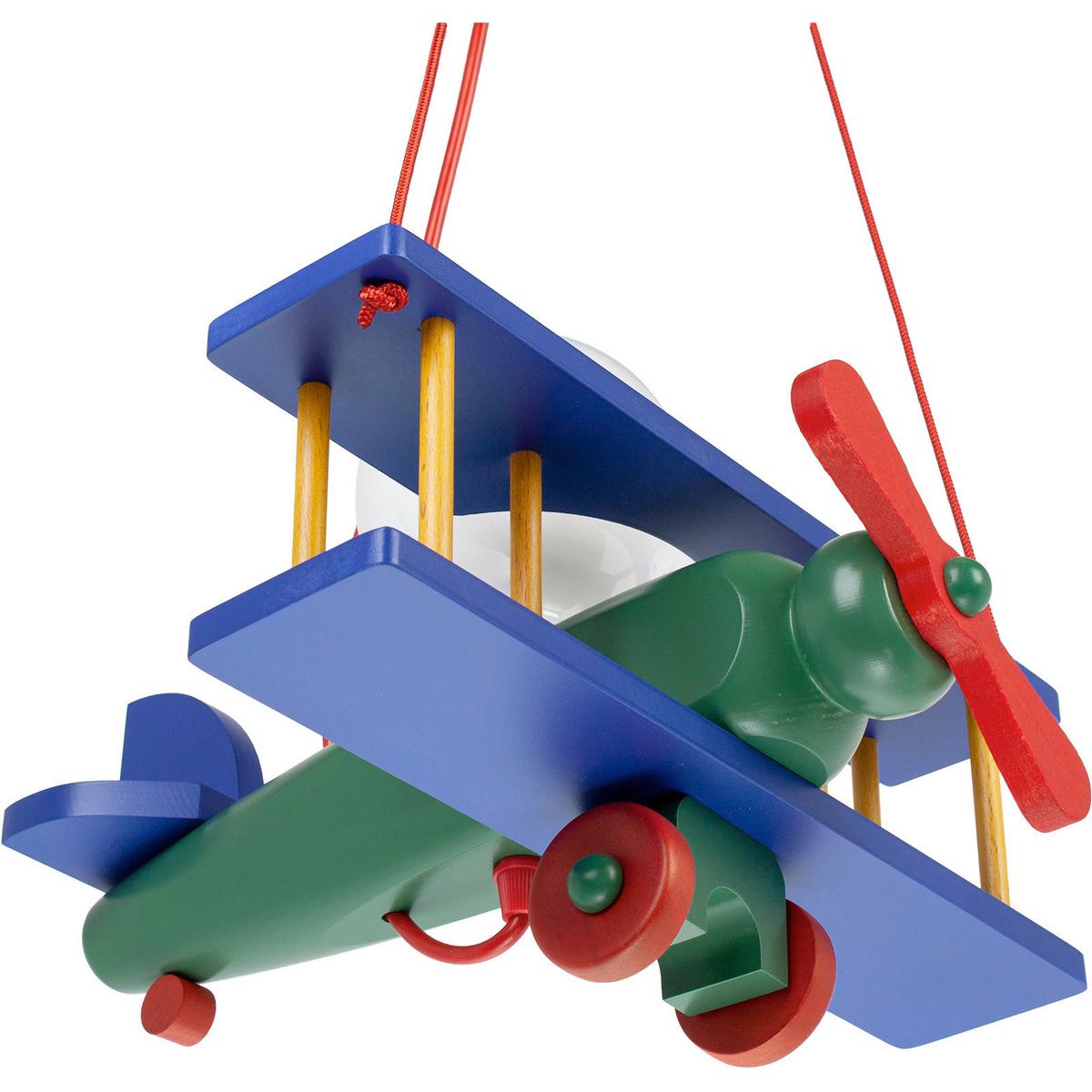 Kinderhängeleuchte Flugzeug H: 75 cm 1-Flammig - Multicolor, Basics, Holz (29/31/75cm)