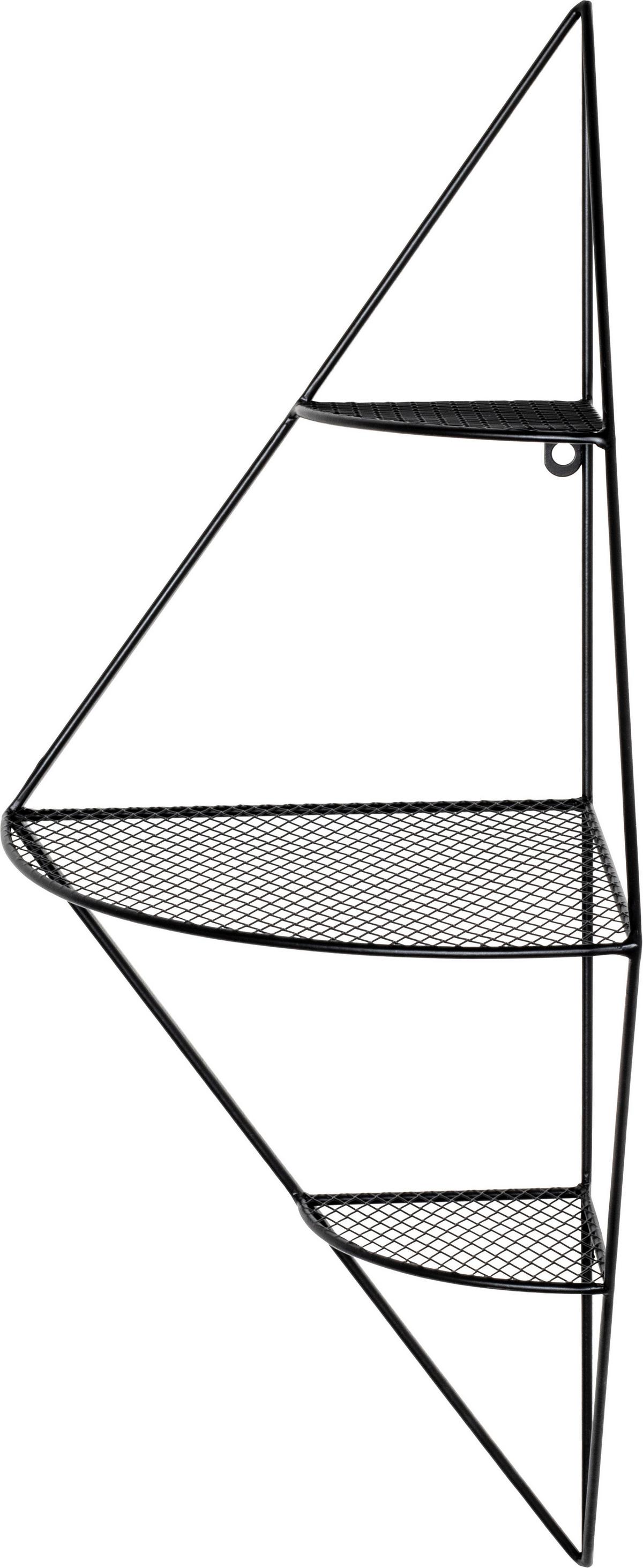 Wandregal Leicester B: 36 Cm Schwarz Metall 3 Fächer - Schwarz, MODERN, Metall (36/70/26cm)