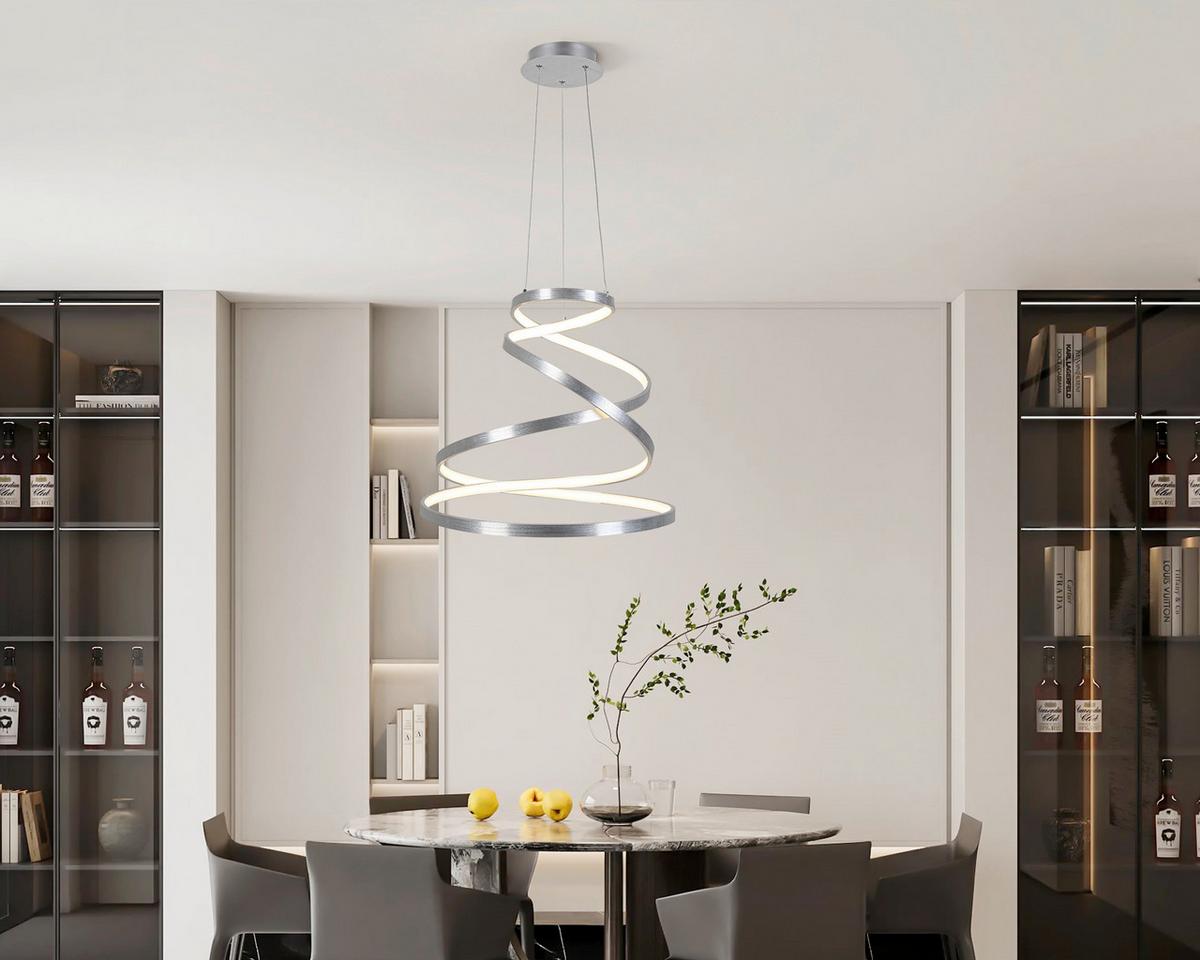 ZÁVESNÉ LED SVIETIDLO SILVI - strieborná, Modern, kov/plast (50/120cm) - Mömax