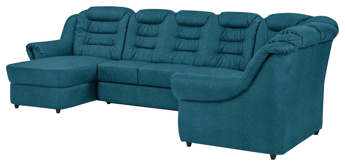 Wohnlandschaft Boston Blau Chenille - Blau/Schwarz, KONVENTIONELL, Textil (165/333/216cm) - Livetastic