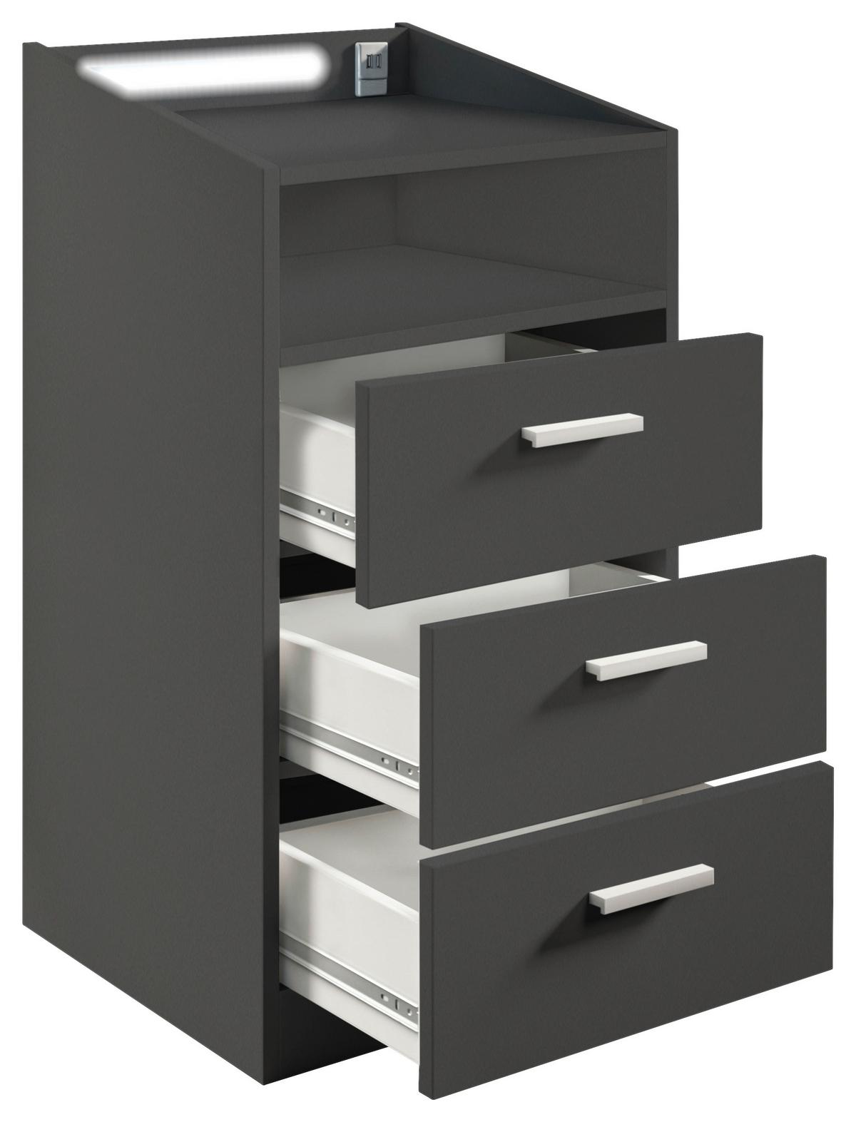 Nachkästchen Graphitfarben H: 84 Cm Lumo - Graphitfarben, MODERN, Holzwerkstoff (46/84/42cm) - MID.YOU