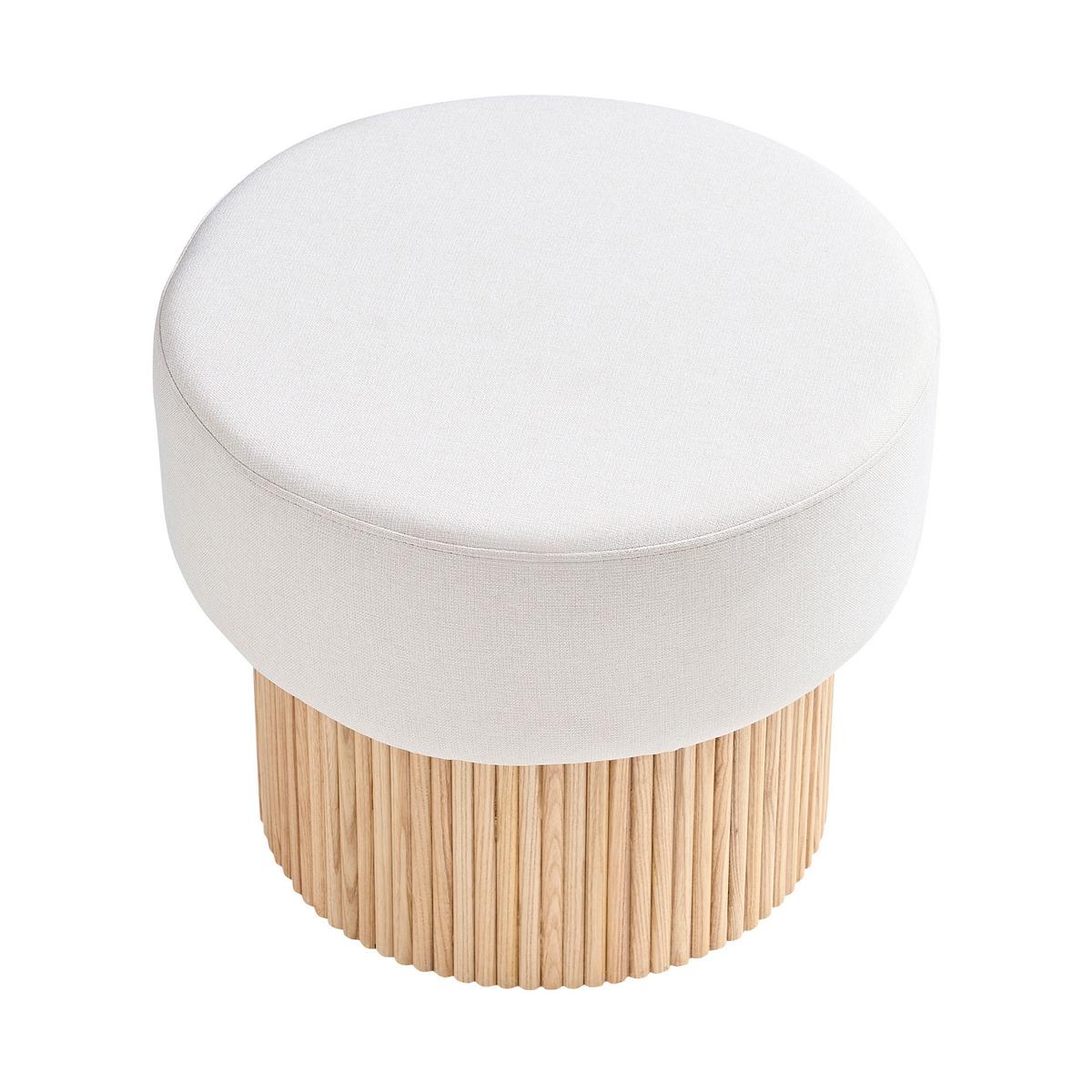 Hocker Weiß, Naturfarben B: 50cm - Naturfarben/Weiß, MODERN, Holzwerkstoff/Textil (50/43/50cm) - Livetastic