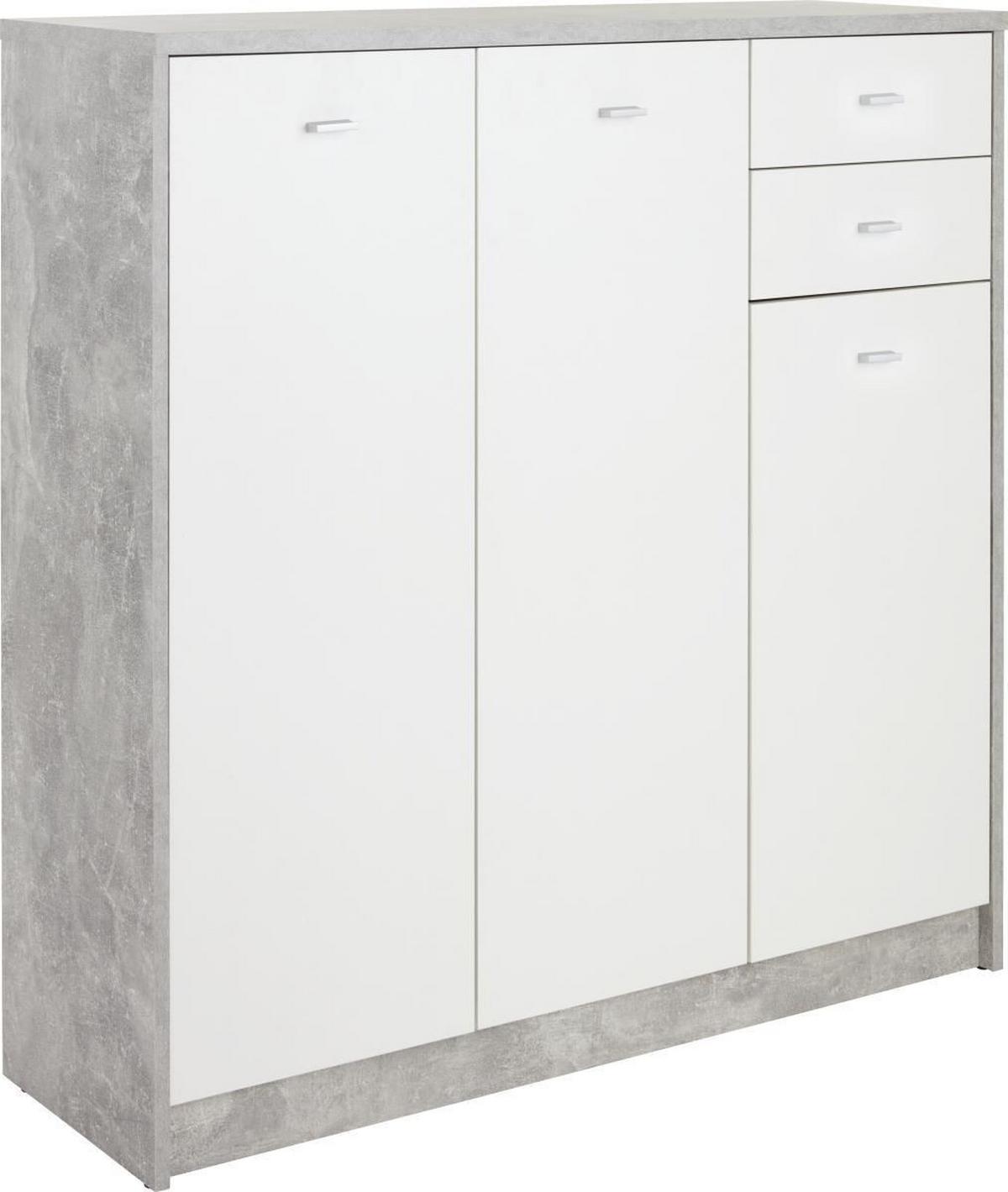 Kommode B 109,1 cm 4-You New, Beton Optik/Weiß - Schwarz/Weiß, MODERN, Holzwerkstoff (109,1/111,4/34,6cm)