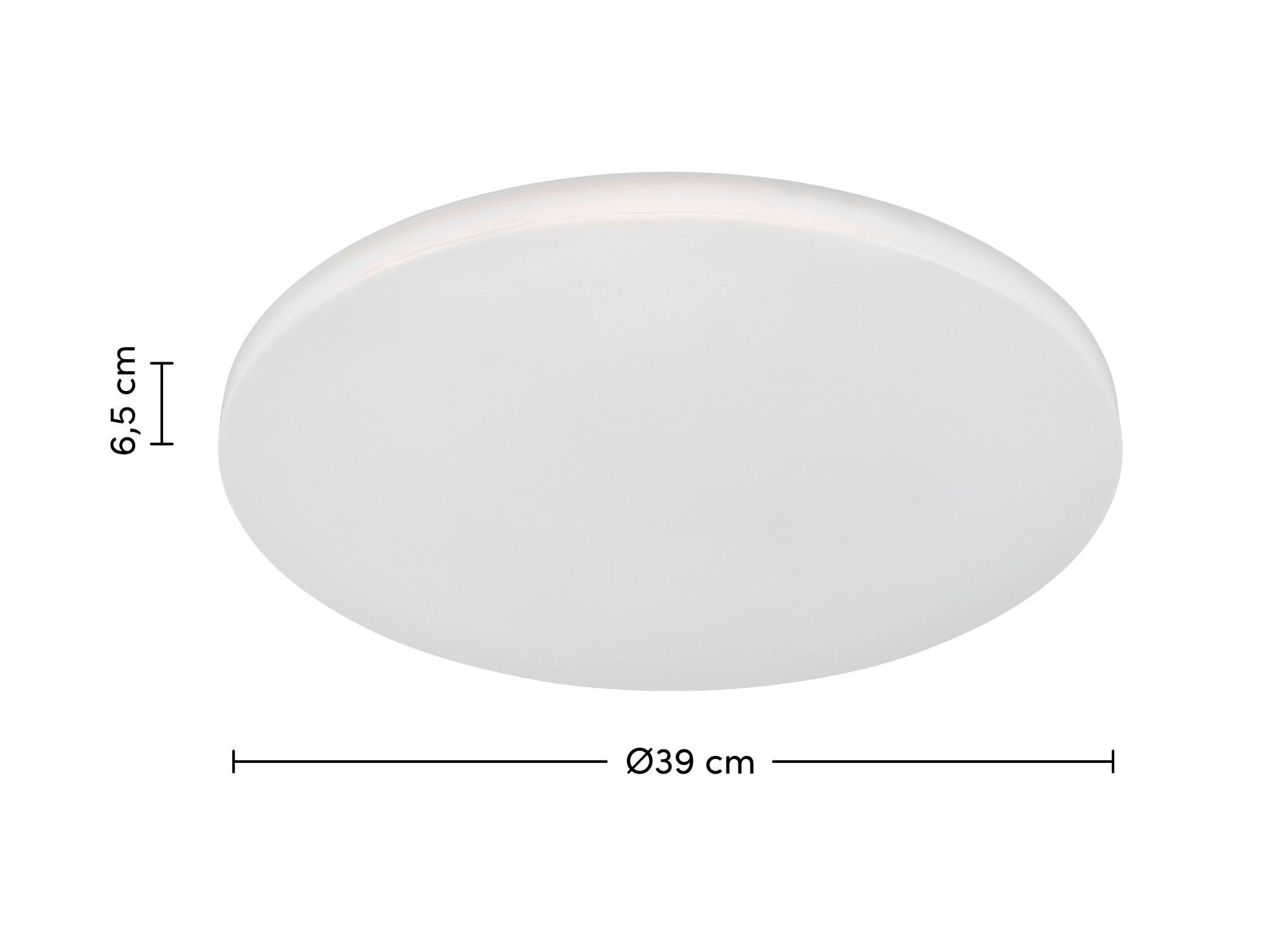 Stropní LED svítidlo Woter, Ø: 39cm, 18,5 Watt IP54 - bílá, Konvenční, kov/plast (39/6,5cm) - Mömax