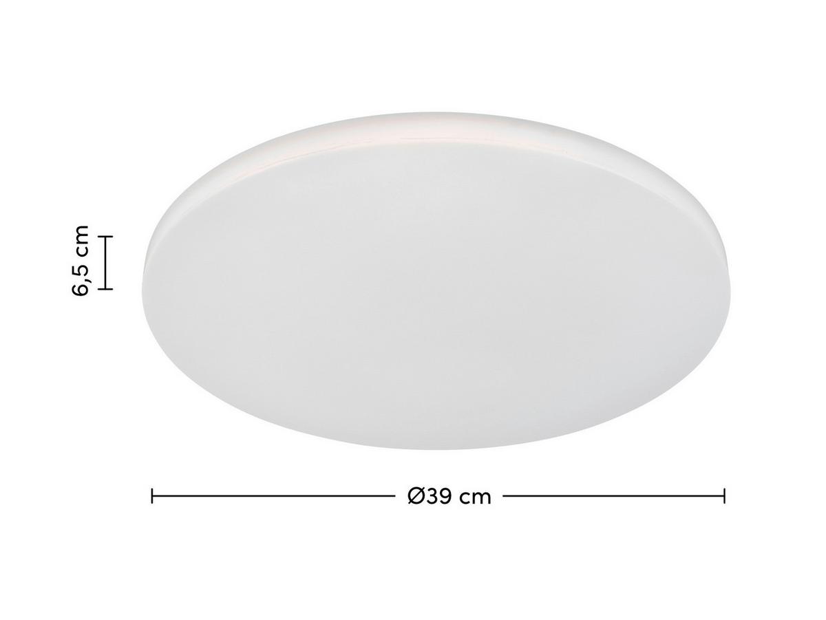 Stropní LED svítidlo Woter, Ø: 39cm, 18,5 Watt IP54 - bílá, Konvenční, kov/plast (39/6,5cm) - Mömax