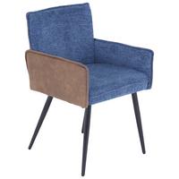 Armlehnstuhl Cory Blau/Braun Gepolstert - Blau/Schwarz, MODERN, Textil/Metall (57/84/57cm) - MID.YOU