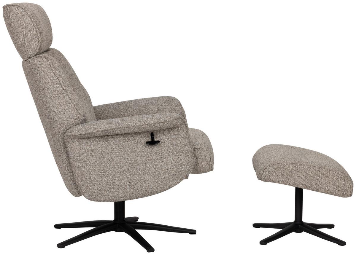 Relaxsesselset Mellow Taupe B: 77 cm - Taupe/Schwarz, Design, Holz/Textil (77/108/81cm) - Livetastic