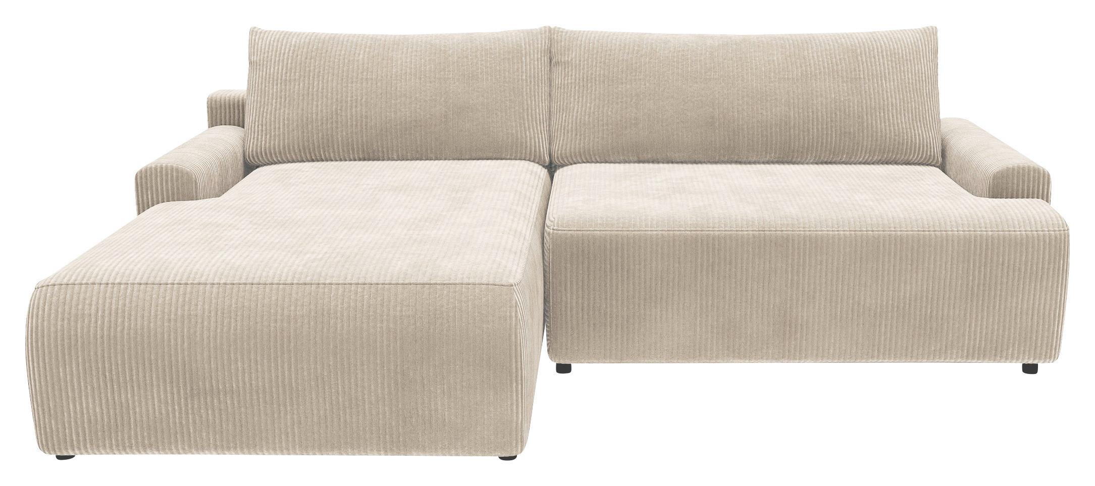 Eckschlafsofa Prag, Creme S: 167x253 cm - Creme/Schwarz, MODERN, Textil (167/253cm) - Trendmanufaktur