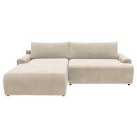 Eckschlafsofa Prag, Creme S: 167x253 cm - Creme/Schwarz, MODERN, Textil (167/253cm) - Trendmanufaktur