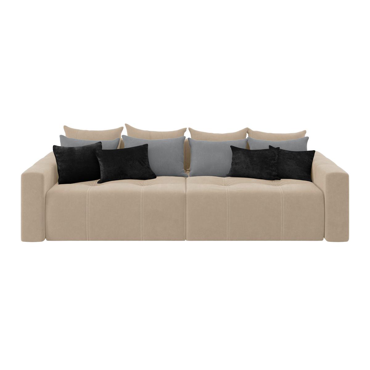 Big Sofa mit Schlaffunktion Hanna B: 280 cm Beige - Beige/Schwarz, MODERN, Textil (280/87/145cm)